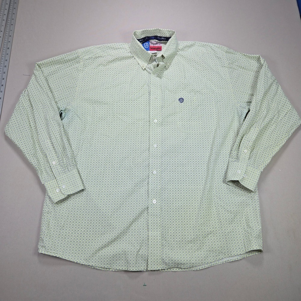 Wrangler Button Up George Strait Cowboy Cut Geometric Green Mens XL